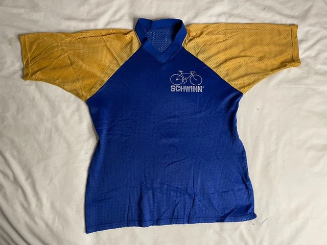 Vintage Schwinn 10 Speed Mesh Cycling Jersey Bike Racing Shirt Men Small Boxy