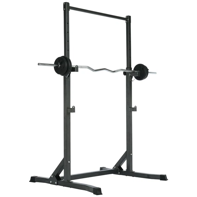 Adjustable Height Pull up Bar Power Dip Station Rack & Squat Rack Exercise Core