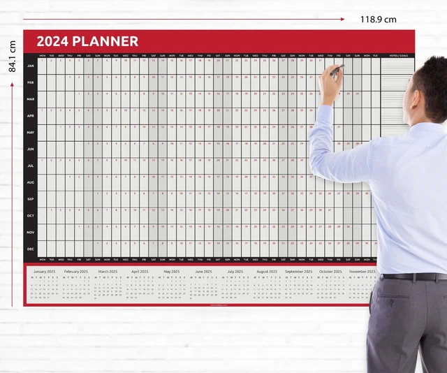 2024 GIANT A0 Size Full Year Wall Planner Calendar Home Office Work JAN ...
