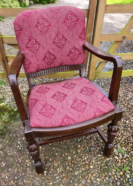 Antique Gothic Revival Desk Chair/ Carver. Solid Oak