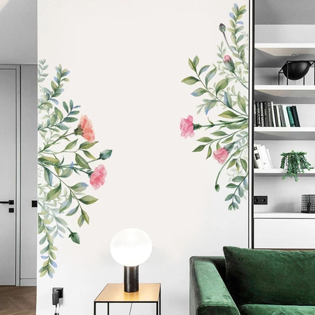 Sticker Porte 3D Effet Feuilles - Déco Murale Amovible Noir, 77x200 Cm, Style Minimaliste