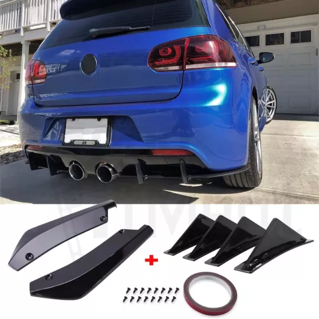 For Volkswagen VW Golf MK6 GTI R Rear Bumper Lip Diffuser Splitter Gloss Black