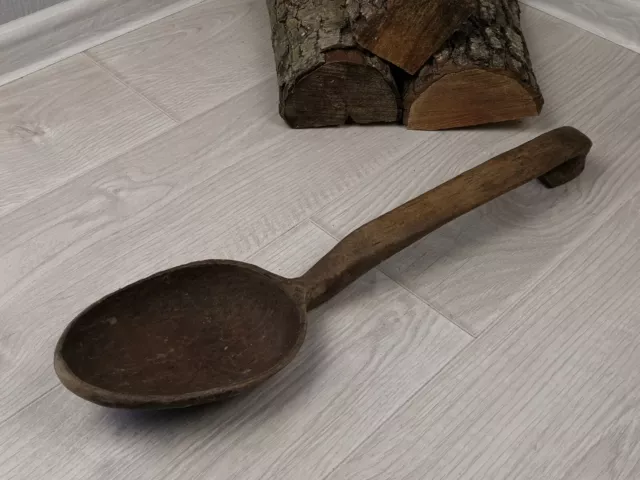 Antique Primitives Very Large Wooden Spoon Ukraine Early 20th Century