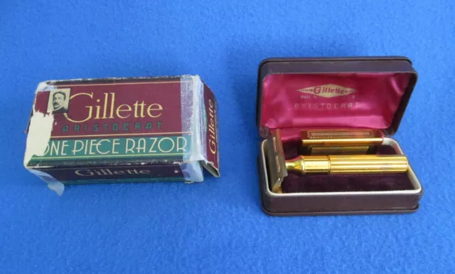 Vintage Gillette Aristocrat One Piece Razor with Case & Box