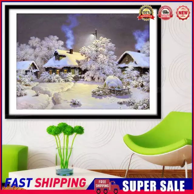 5D DIY Diamonds Drawing Full Round Drill Snowhouse Landscape Picture Home Decor