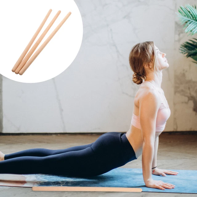 3 pz supporto parte superiore della schiena bastone a rotelle legno stick yoga colori terra