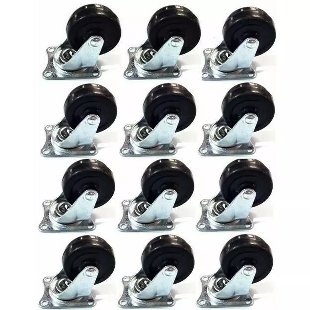 36 pcs 2" Swivel Caster Wheel Top Plate with Ball Bearings HARD RUBBER WHEELS