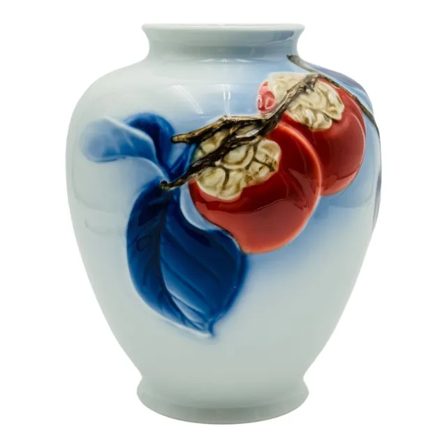 Fukagawa Seiji Arita Japanese Fine Porcelain Vase Cobalt Blue Persimmon Urn 8”