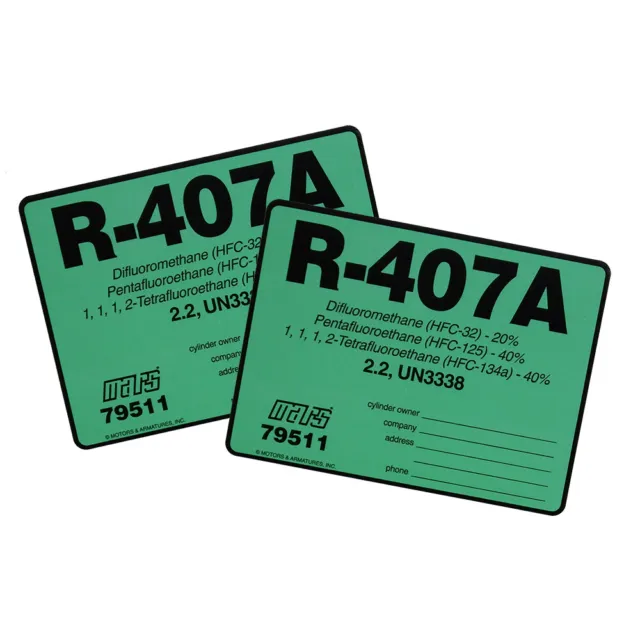 R-407A / R407A Label # 79511 , Pack of (2)