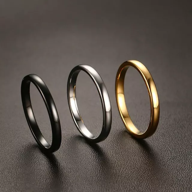 2MM Tungsten Carbide Men Wedding Finger Ring Thin Slim Engagement Band Jewelry