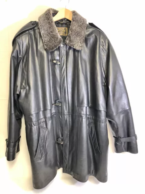 Andre - Creations De Cuix Leather Jacket With Faux Fur Collar - Size 50