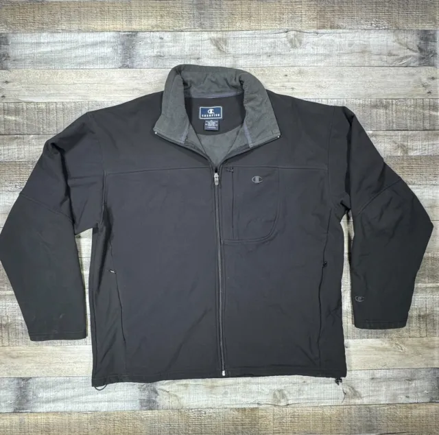 Champion Jacket Mens Extra Large Black Outdoor Casual Full Zip Softshell Coat