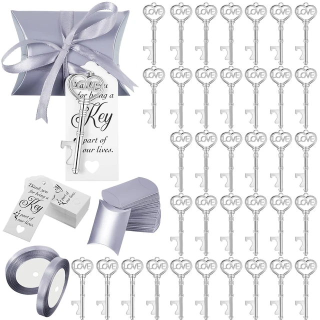 100 Sets Love Skeleton Key Bottle Opener Vintage Wedding Favor Souvenir Gift ...