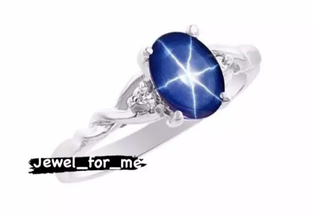 Genuine Blue Star Sapphire Ring for Women in 925 Sterling Silver Lindy Star Ring