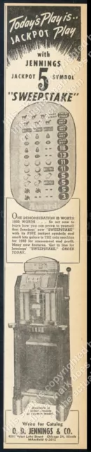 1950 Jennings Sweepstake 5 jackpot slot machine photo vintage trade print ad