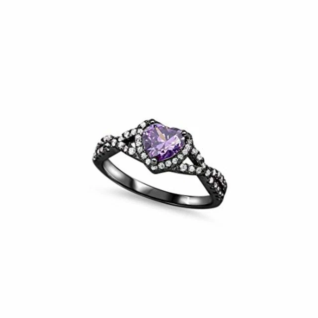 Halo Infinity Shank Cubic Zirconia Heart Promise Ring 925 Sterling Silver