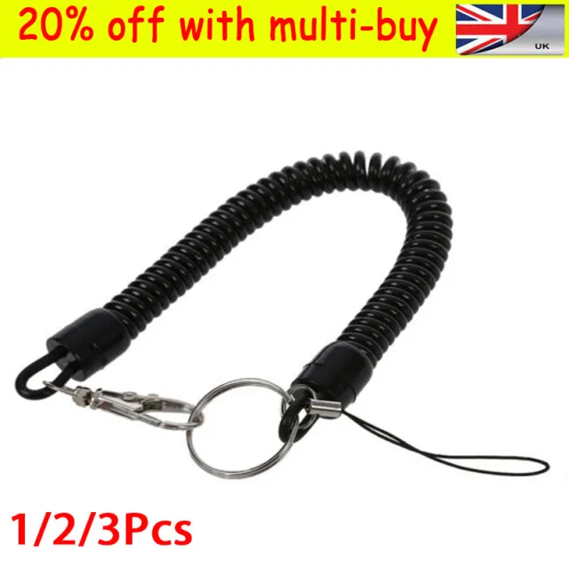 KEYCHAIN KEY RING SET PLASTIC RETRACTABLE SPRING COIL SPIRAL STRETCH CHAIN tl