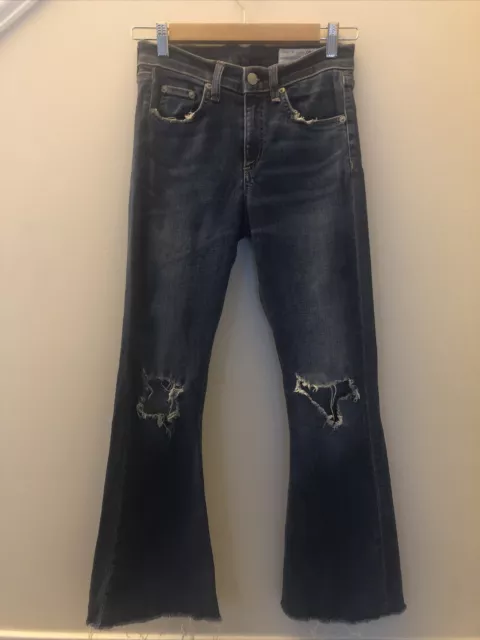 RAG & BONE 10 Inch Crop Flare Distressed Jeans Color: Howell Women’s Size 26 USA