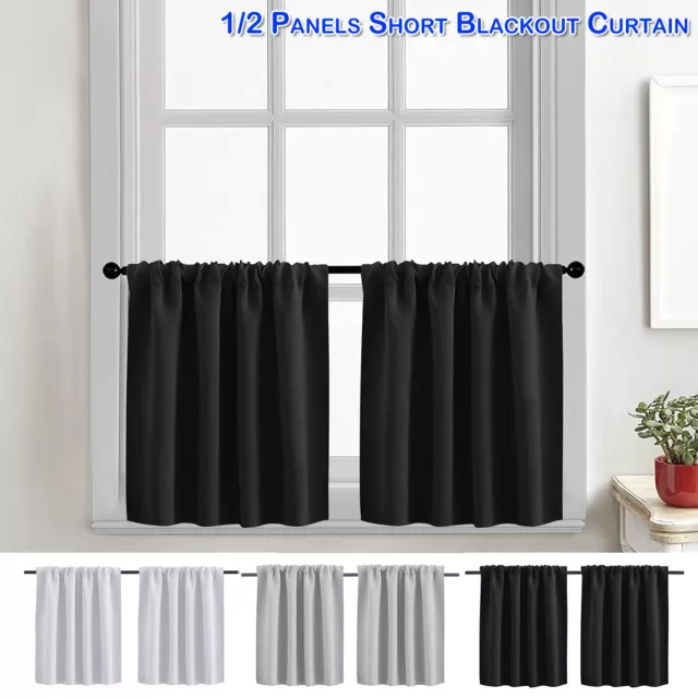 Short Blackout Curtains Kitchen Cafe Small Net Window Drapes Waffle Weave Tier