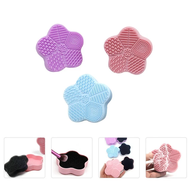 3 piezas cepillo de maquillaje limpiador alfombras cepillo de silicona cojín de limpieza para