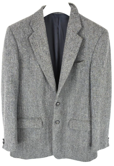 Harris Tweed Giacca Uomo (UK) 38L Monopetto Pura Lana Vergine con Motivo