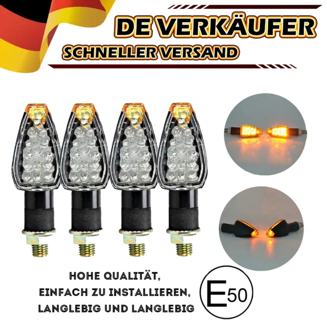 4 Pcs  M10 Motorrad Blinker Mini Blinkerleuchten LED E-Mark Tagfahrlicht Klar