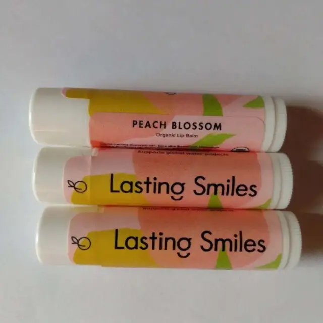 Lot of 3 Lasting Smiles Peach Blossom Lip Balm 4.25g/0.15oz each