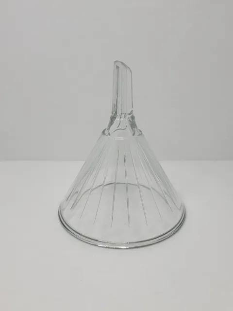 Clear glass ribbed cone funnel Pharmacy lab apothecary H- 5.5" & Diameter 4 3/4"