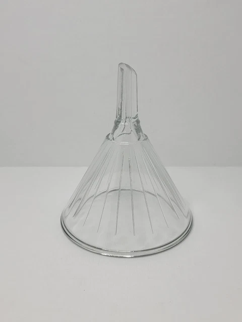Clear glass ribbed cone funnel Pharmacy lab apothecary H- 5.5" & Diameter 4 3/4"