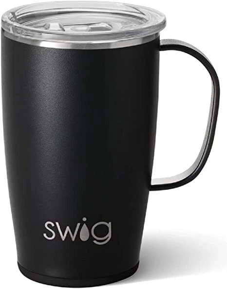 New SWIG Matte Black Stainless Steel Insulated Travel Tumbler Mug Handle Lid 
