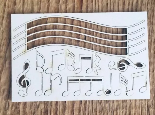 1x "MUSIC NOTES" Shape Chipboard Cardboard Die Cut-out Craft Card Toppers PS055