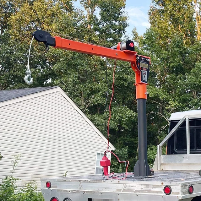 1100Lb Folding Truck-Mounted Bed Crane Hoist Lift Pickupelectric Winch 2000 Lb 1