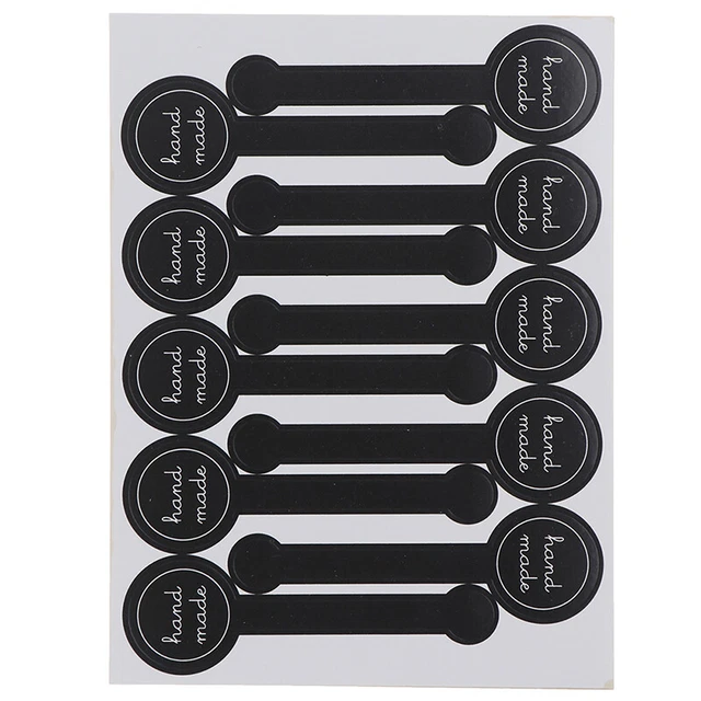 50Pcs "Hand Made" Black Sealing Sticker Packaging Sticker Label DIY Gift StickAA