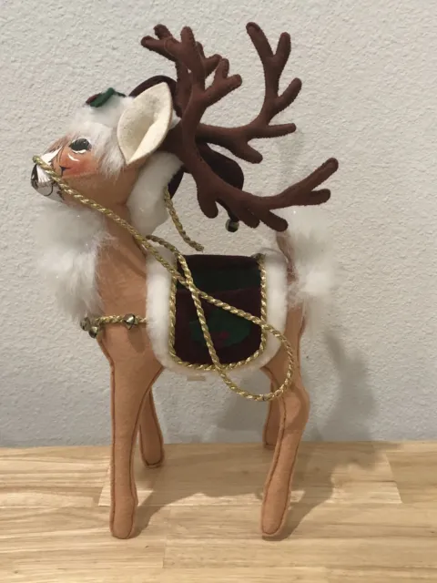 Rare Htf 2005  Annalee  Christmas Jinglebell 12" Plush Reindeer Doll Maker Tag