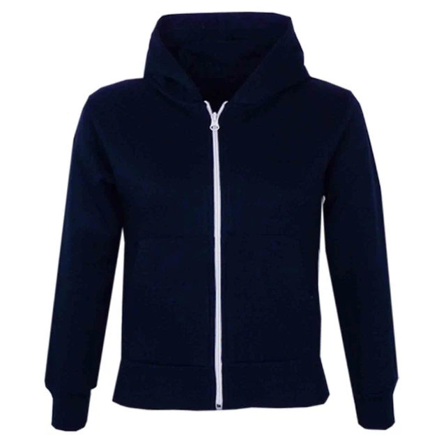 Bambini Ragazzi Unisex Semplice Pile Navy Felpa Zip Stile Cerniera Età 2-13 Anni
