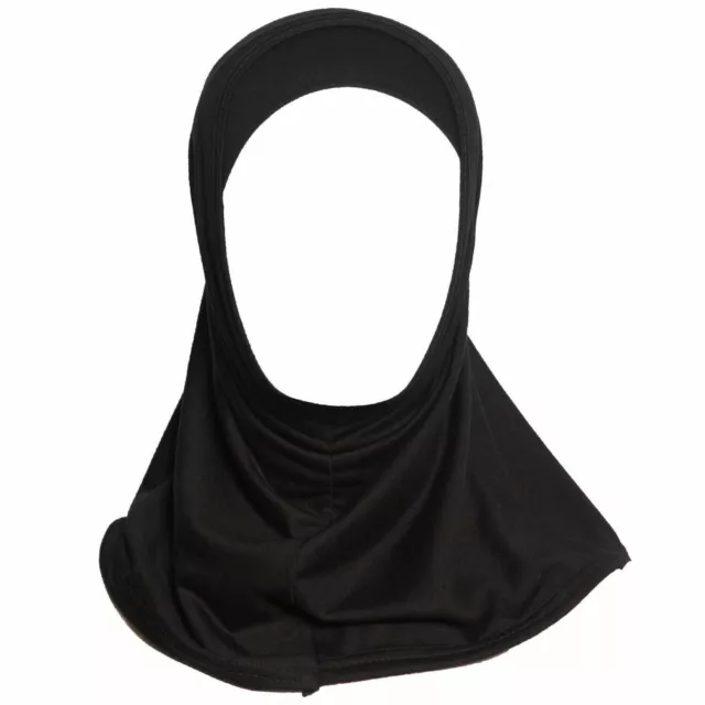 Muslim Kids Girls 4-9 Hijab Islamic Headscarf Plain Scarf Hat One Piece Children