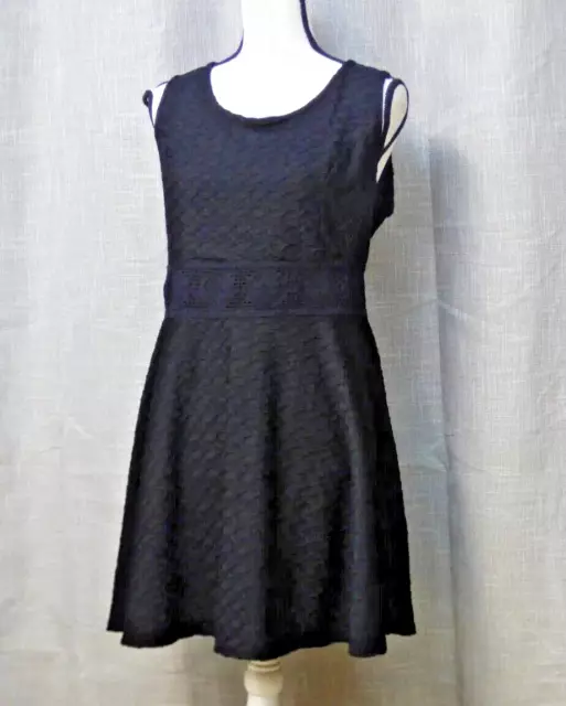 American Rag Cia Junior’s Plus Size Crochet Waistline Textured Skater Dress, OX