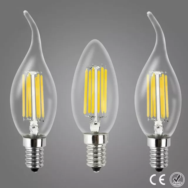 LED Filament Candle Light Bulb Dimmable E14 2W 4W 6W C35/C35L Bulb 220V 240V HL