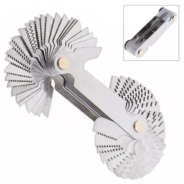 Pitch Cutting Gauge Stainless Steel Screw Thread Pitch Gauge Measure Tool Set