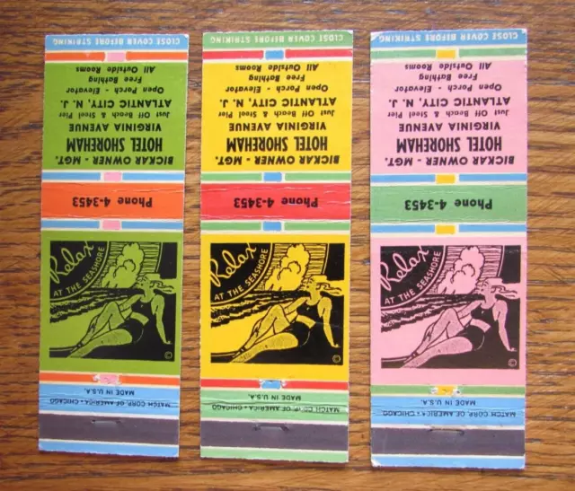 Atlantic City, New Jersey Girlie Matchbook Covers: Shoreham Hotel Matchcovers -C