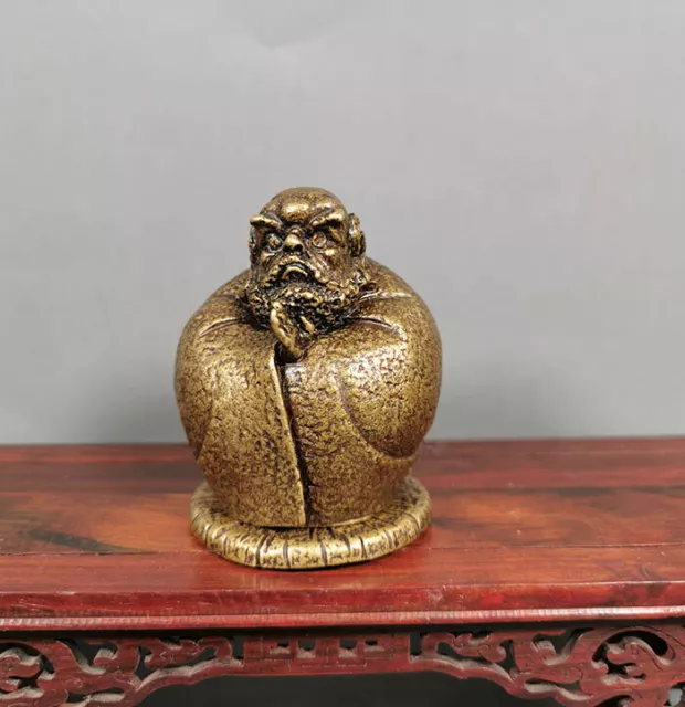 6.5cm Chinese Buddhism Brass Copper Arhat Seat Damo Bodhidharma Dharma  Statue