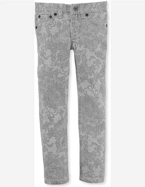 NWOT Ralph Lauren Gray Lace Pattern Girls Jeans Size 14