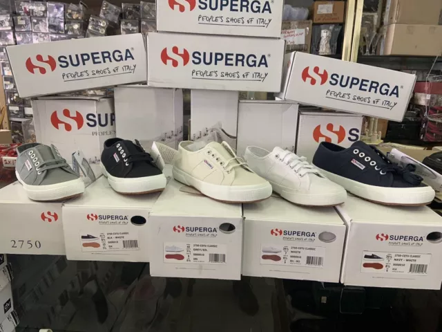 NEW Superga 2750 COTU CLASSIC Navy White Lace Up Sneaker Loafer EU 39.5 US 8.5