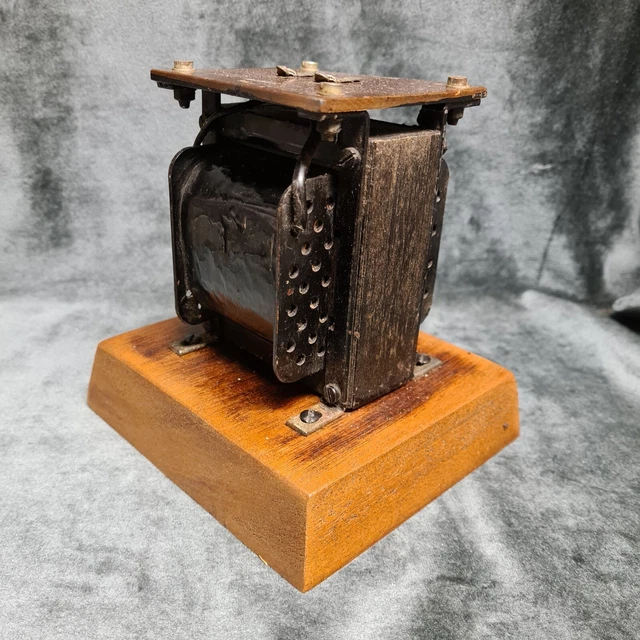 VINTAGE TRANSFORMER, DISPLAY mounted on reclaimed mahogany plinth ...