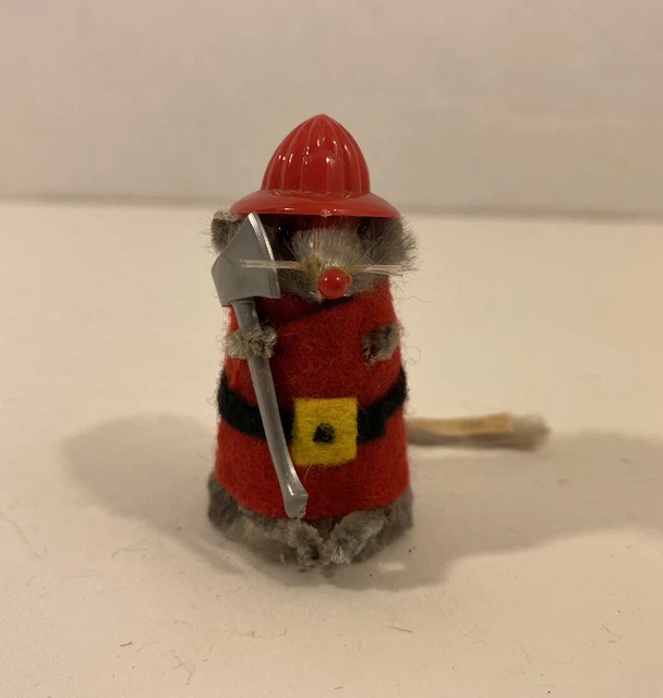 The Little Mouse Factory Fireman Firefighter Mouse Figure w/ Fur