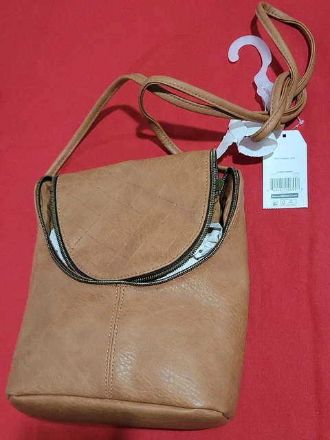 Time and Tru Crossbody Purse Bag Cream Darcy Brown outside pocket compact size