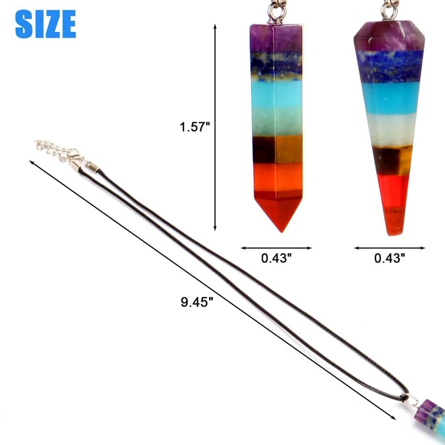 7 Chakra Natural Crystal Pendulum Quartz Stone Pendant Healing Gemstone Necklace 2