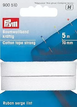 Prym Baumwollband kräftig 10 mm weiß 5 m