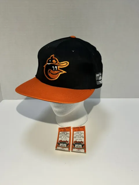 Vtg! Baltimore Orioles Snapback Diet Pepsi SGA Hat 2 Game Ticket Stubs 6/19/1991