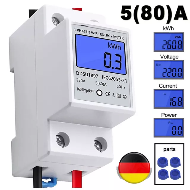 Digitales Energiezähler 5-80A DDSU1897 LCD Einphasig Elektronischer Stromzähler